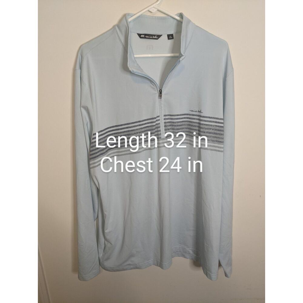 Travis Matthew Sweatshirt Sweater Men 2XLarge Blue Quarter Zip Golf Golfing Logo